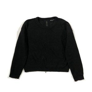 Brave Soul London Womens XS Black Crew Neck Long Sleeve Knit Back Zip Sweatshirt